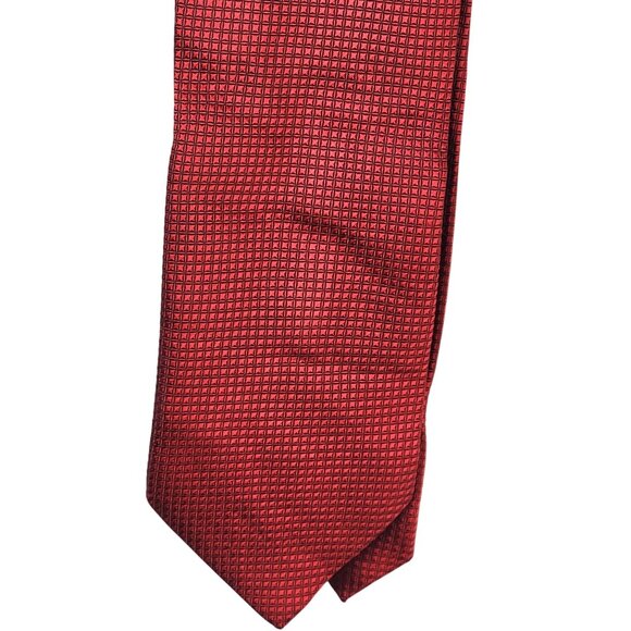 Bocara Vintage Silk Neck Tie Men Accessories Red Black Check Textured Formal - Picture 11 of 14